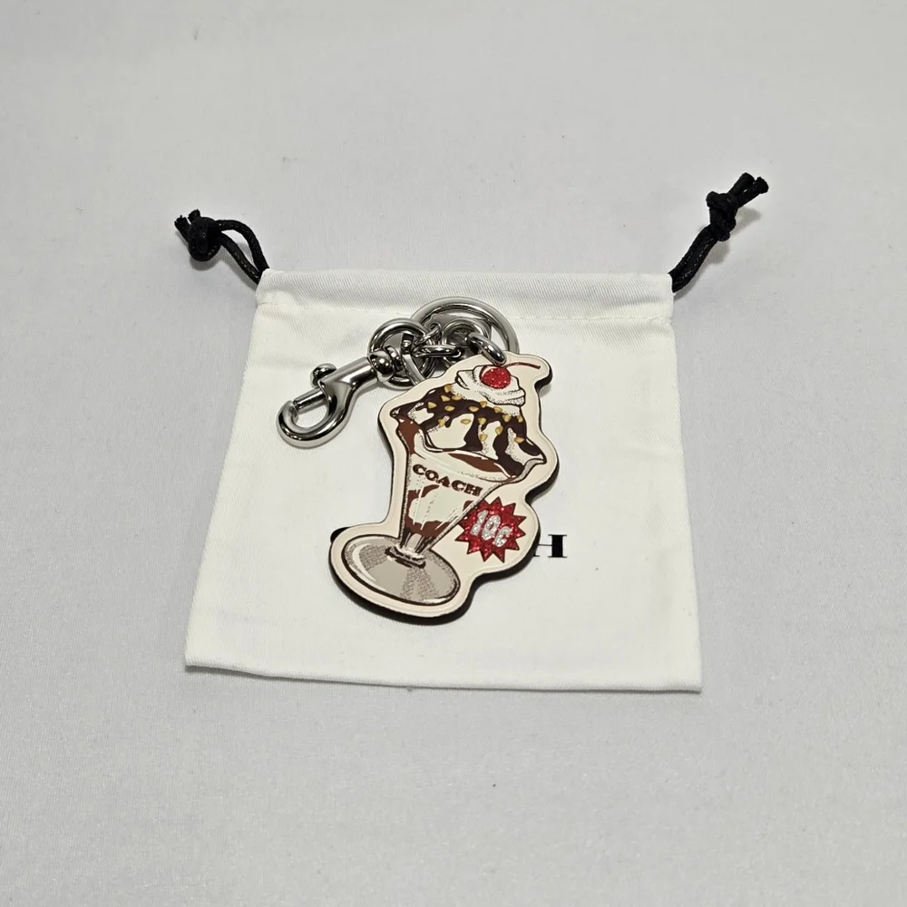 Coach Ice Cream Sundae Chalk/Multi Leather Bag Charm